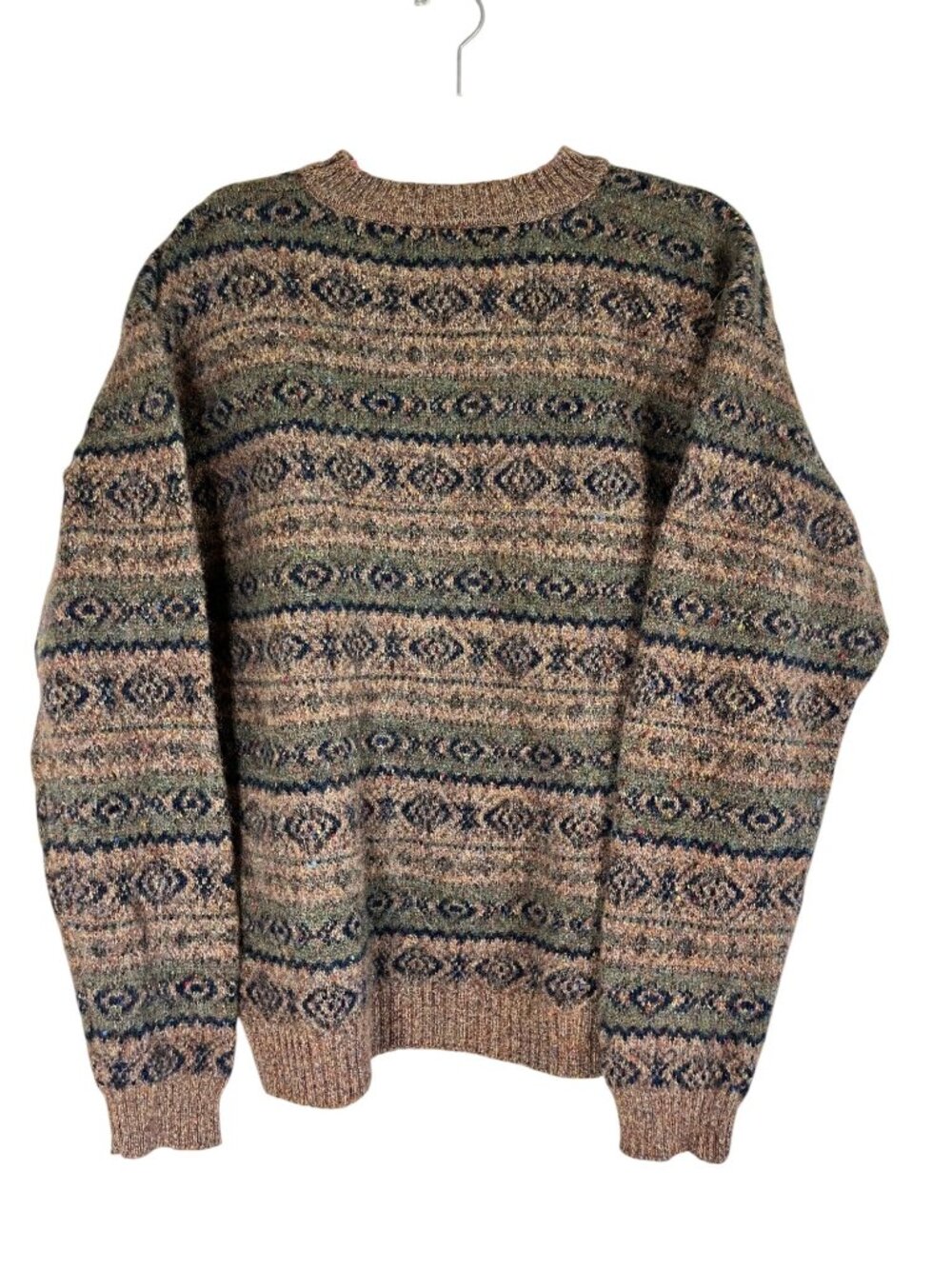 Vintage Wool Fair Isle Sweater Brown XL Earthy Granola Classic 90s Argyle Stripe